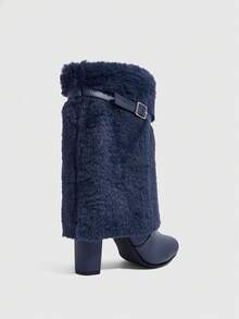 CUCCOO SZL Women Shoes Warm Buckle Decor Fuzzy Classic Fashion White Fur Boots For Spring Shoes Spring Break Easter For Christmas Spring Shoes Fall Boots - Royal Blue - View 3