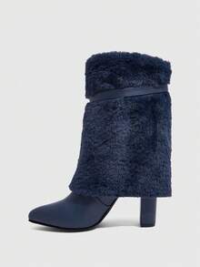 CUCCOO SZL Women Shoes Warm Buckle Decor Fuzzy Classic Fashion White Fur Boots For Spring Shoes Spring Break Easter For Christmas Spring Shoes Fall Boots - Royal Blue - View 4