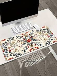 Large Christmas Mouse Pad With Non-Slip Rubber Base, Festive Pinecone Holly Berry Snowflake Design, Durable Extended Desktop Mat For Home And Office, Holiday Xmas Desk Decor, Smooth Surface Computer Pad Gift - Christmas - View 2