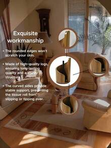 1 Piece Black Walnut Wood Standing Paper Roll Holder, Tissue Holder, Natural Mango Wood Top | Suitable For Extra-Large Rolls Of Tissue Paper, Comes With Wooden Circular Base | Wooden Tissue Holder For Kitchen, Dining Table, And Home Decoration - View 5