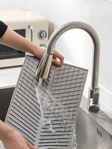 Silicone Drain Mat Dish Drying Pad, Foldable Large Drainage Mat For Kitchen Sink, Heat-Resistant Trivet Pot Holder, Dishwasher Drying Rack Mat, Non-Slip Countertop Protector, Versatile Kitchen Accessory, Great Housewarming Gift - Grey - View 7