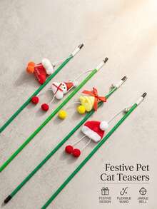 PETSIN 1 PC Christmas Cat Teaser With Cute Decoration Cat Toy - Multicolor - View 3