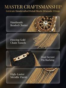 1Pc Rhinestone Clothing Accessory Set, Metal Fashion Tassel Epaulets, Decorative Accent Shoulder Badge For Garment Decoration - Multicolor - View 8