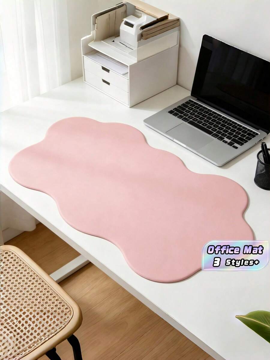 1pc Ultra Thin Large Desk Mat Cute Cloud Wave Edge Keyboard Mouse Pad Non Slip Office Gaming Home Protector Must Have Accessory - View 1