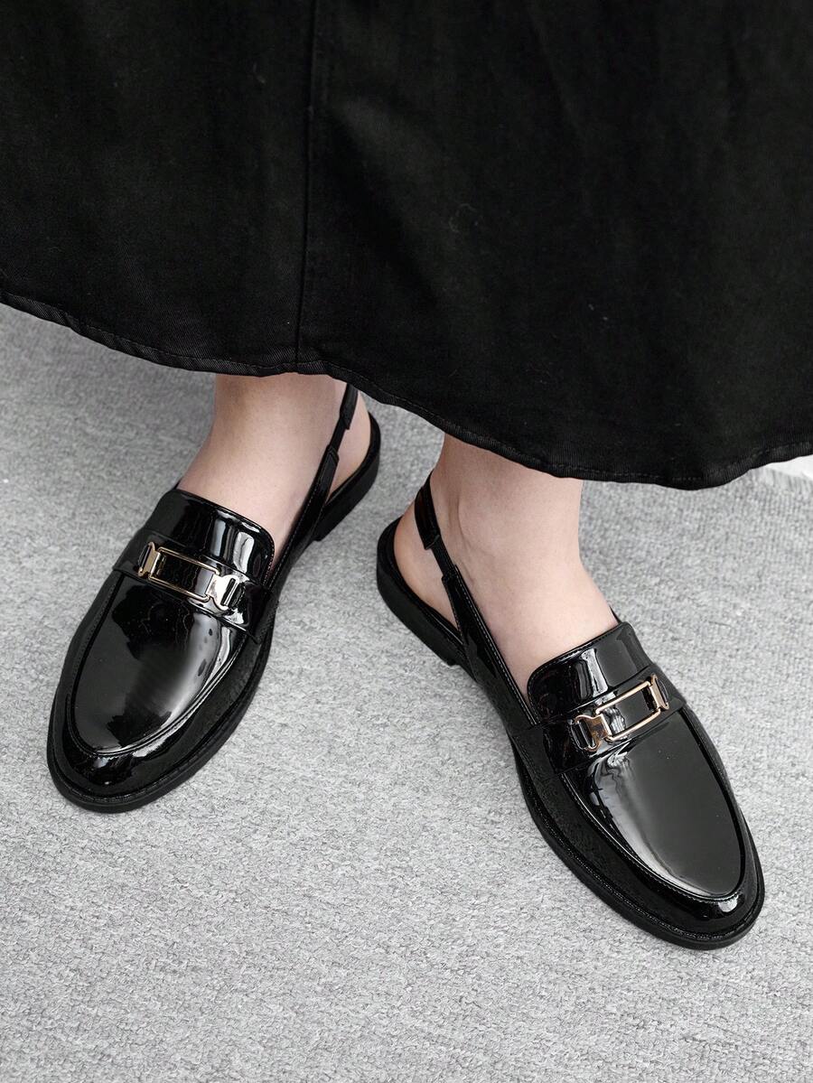 CUCCOO BIZCHIC 女款平底繫帶前扣樂福鞋 - 黑色 - 查看 1