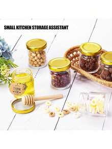 45ml Hexagonal Glass Honey Jars, Small Honey Jars, Pendants, String, Gold Gift Bags, And Honey Jars With Gold Lids-Perfect For Weddings, Party Favors, And Gifts - A - View 5