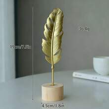 3pcs European Style Iron Handmade Craft Desktop Ornaments Leaf Feather Shape Light Luxury Decorative Statues For Living Room Bedroom Home Tabletop Display Decor Accessories - Multi-style - View 2
