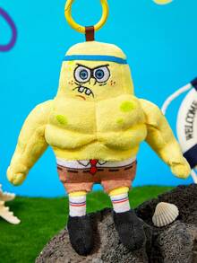 SpongeBob SquarePants | POKOJA LAND 1個肌肉聯名3D絨毛吊飾鑰匙圈，可愛站立造型，趣味壯漢設計，可掛在包包、鑰匙、書包上，適合所有年齡層，生日或週年紀念的有趣獨特禮物 - 黃色 - 查看 3