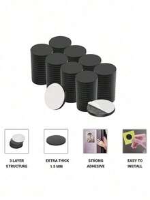 50 Pieces / 100 Pieces Round Magnets With Adhesive Backing, Soft Rubber Magnets, Self-Adhesive Magnetic Points, Strips, Soft Magnetic Patches, Refrigerator Magnets Diy - black - View 3