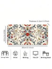 Large Christmas Mouse Pad With Non-Slip Rubber Base, Festive Pinecone Holly Berry Snowflake Design, Durable Extended Desktop Mat For Home And Office, Holiday Xmas Desk Decor, Smooth Surface Computer Pad Gift - Christmas - View 6