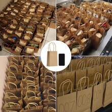 50/30/10/1pc Kraft Paper Gift Bags, Multiple Colors, Shopping Bags, Handmade Bags, Merchandise Bags, Reusable Paper Bags, Suitable For Roses, Artificial Flowers, Party Gifts, And Various Items - Kraft Paper - View 7