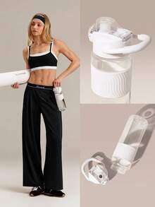 GLOWMODE 27oz Tritan Water Bottle With Carry Handle & One-Touch Lid Gym Fitness Studio Work Travel Hiking Daily Active Casual - White - View 7