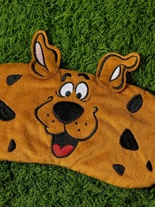 SCOOBY-DOO X POKOJA LAND 1pc Themed 3D Ear Fluffy Sleep Mask With Cartoon Embroidery Print, UV Blocking Eye Mask For Travel Naps, Suitable For Home Rest, Business Trips, And Office Breaks - Brown - View 2