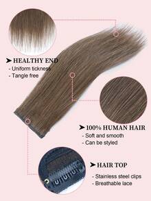 2Pcs/Set Short Straight Clip In Human Hair Extensions,6-10 Inch Medium Brown Real Human Hair Clip On Hair Pieces For Women, Add Instant Hair Volume Increase Hair Thickness - S4 - View 6