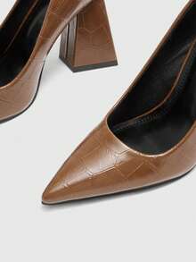 CUCCOO BIZCHIC Nuevos tacones altos elegantes y sexys con punta puntiaguda y escote bajo para mujer, zapatos de primavera para vacaciones de primavera, Pascua y Navidad - Hígado Marrón - Ver 8
