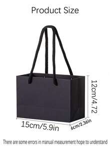 20Pcs Black Paper Gift Bags - Shopping Tote Bags For Men, Wedding Favor Handbags, Small Birthday Party Gift Packaging, Stylish & Practical - Black - View 7