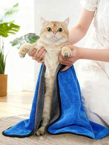 Pet Absorbent Towel Dog Bath Towel Quick Dry Large Coral Fleece Thickened For Cats Dogs Bathing Grooming - Blue - View 6