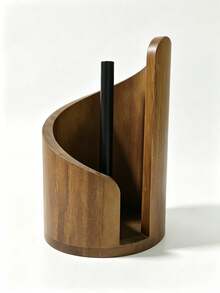 1 Piece Black Walnut Wood Standing Paper Roll Holder, Tissue Holder, Natural Mango Wood Top | Suitable For Extra-Large Rolls Of Tissue Paper, Comes With Wooden Circular Base | Wooden Tissue Holder For Kitchen, Dining Table, And Home Decoration - View 13
