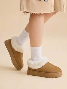 CUCCOO EASI Women's Fashion Multi-Functional Thick-Soled Snow Boots, Autumn And Winter Velvet Warm Closed Toe Rain And Snow Boots, Christmas Snow - Brown . - View 3