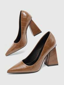 CUCCOO BIZCHIC Nuevos tacones altos elegantes y sexys con punta puntiaguda y escote bajo para mujer, zapatos de primavera para vacaciones de primavera, Pascua y Navidad - Hígado Marrón - Ver 10