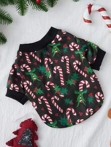 PETSIN Artist 1pc Christmas Candy Pattern Cute Printed Black Pet Sweatshirt Without Hat For Cats And Dogs - Multicolor - View 5
