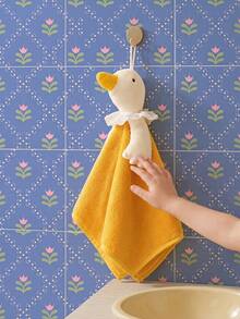 Joivida Cute Hanging Duck Hand Towel Crafted. It Features A Plush Duck Doll Top With Delicate Lace Trim, Delivering Strong Water Absorption And Quick-Drying Performance. Available In Two Gentle Tones, Ideal For Kitchen And Restroom Daily Use. - Multicolor - View 1