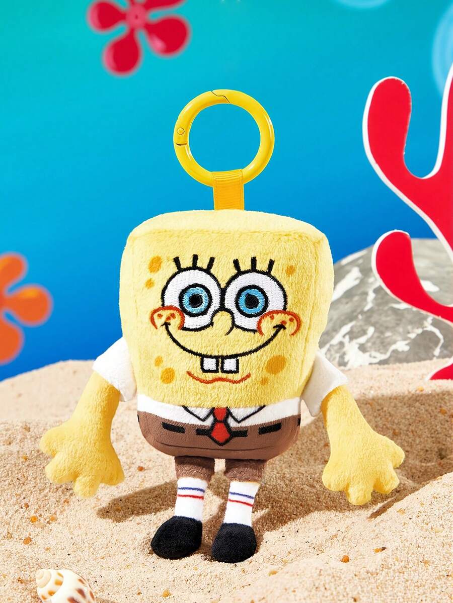 SpongeBob SquarePants | SHEIN 1 Buah Liontin Plush Lucu, Bordir Indah, Bentuk Menggemaskan, Dapat Digantung di Tas dan Kunci - Kuning - View 1