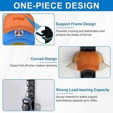 Baseball Cap Storage Rack, Wall-Mounted Hat Holder With Strong Adhesive, Plastic Material, Holds 10 Hats, Hat Display Rack For Door And Cabinet, Multi-Layer Installation Options, Student Supplies, Halloween, Christmas And Other Holiday Gifts - View 5