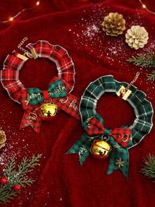 PETSIN 1PC Christmas Cartoon Pet Collar, Red Lace Bowknot Bib Necklace With Bell, Festive Decor Accessory For Cats & Dogs - Multicolor - View 2