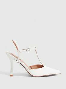 CUCCOO SZL Ladies Pointed Toe Round Vamp Empty Shoes. Painted High Heels. Versatile Commuter Four Seasons Classic Women's Shoes - Beige - View 2