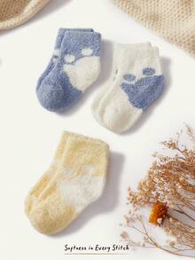 Cozy Pixies 3 Pairs Of Warm Baby Socks, Coral Fleece, Colorful Winter Baby Cute Socks, Colorful Contrasting Versatile Socks, Suitable For Babies To Wear - Multicolor - View 3