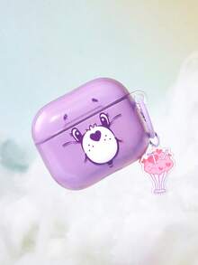 SHEIN X Care Bears Cartoon Pattern Protection Anti-Drop Bluetooth Headset Case With Pendant, Suitable For IPod - Purple - View 2