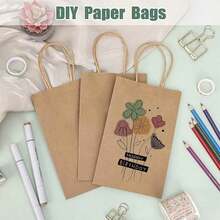 50/30/10/1pc Kraft Paper Gift Bags, Multiple Colors, Shopping Bags, Handmade Bags, Merchandise Bags, Reusable Paper Bags, Suitable For Roses, Artificial Flowers, Party Gifts, And Various Items - Kraft Paper - View 2