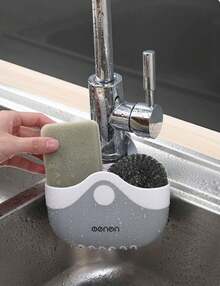 1PC Modern Plastic Sink Caddy Sponge Holder, Drainable Kitchen Sink Organizer For Sponges, Brushes And Cleaning Tools, Easy To Install Sink Storage Accessory - one size fits all - View 2