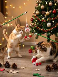 PETSIN 1 PC Christmas Cat Teaser With Cute Decoration Cat Toy - Multicolor - View 2