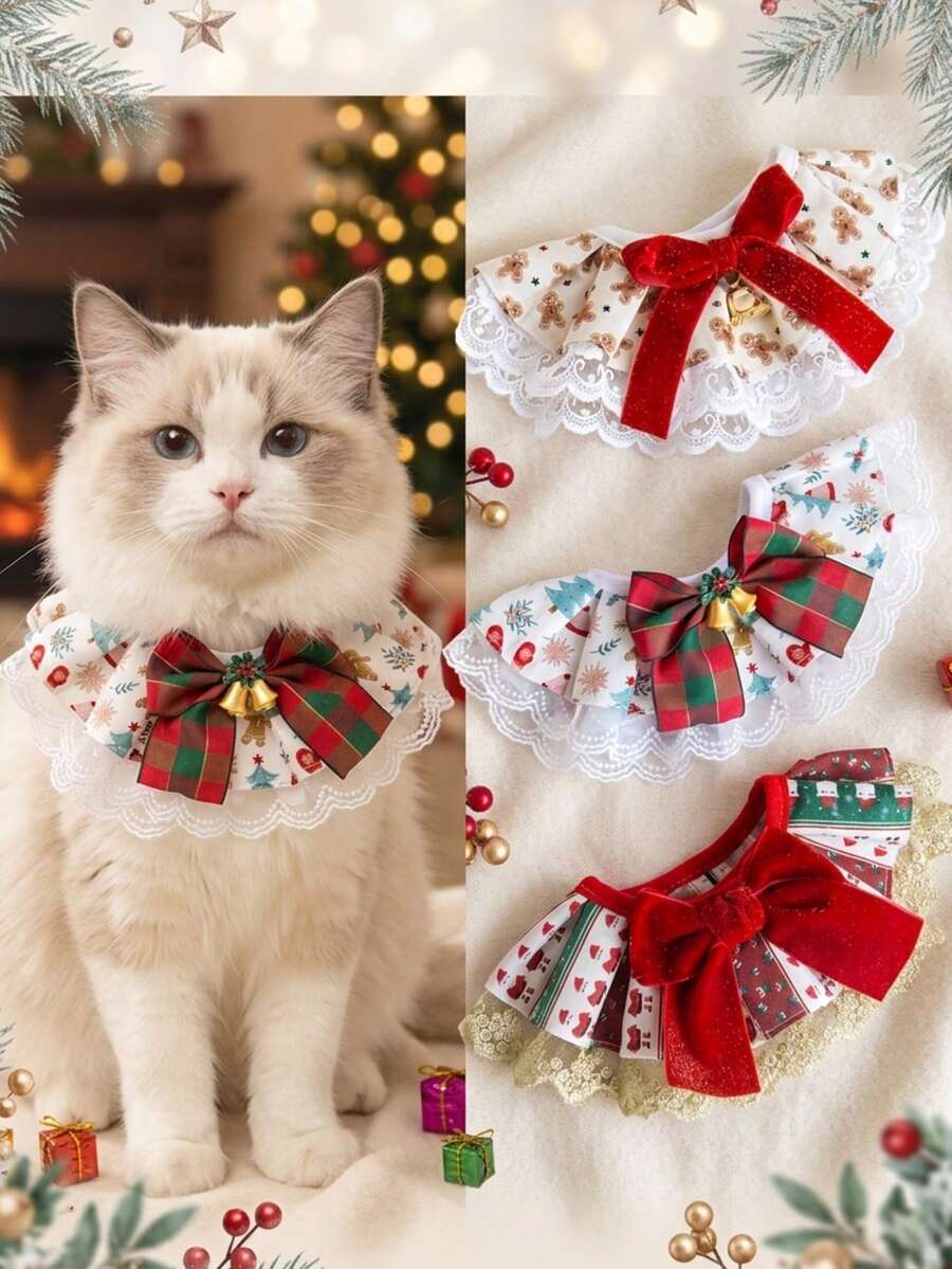 PETSIN 1PC Pet Christmas Holiday Decoration Necklaces, Decorative Items For Dogs, Cat Wet Wipes, Bibs, Bow Ties, Bows - Multicolor - View 1
