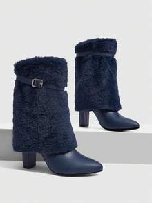 CUCCOO SZL Women Shoes Warm Buckle Decor Fuzzy Classic Fashion White Fur Boots For Spring Shoes Spring Break Easter For Christmas Spring Shoes Fall Boots - Royal Blue - View 1