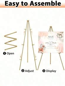 1 Piece Folding Tripod Display Stand, Adjustable Metal Gold Artistic Holder, Suitable For Wedding Banners, Stickers, Paintings, Advertising Displays For Ceremonies And Birthday Signage Decorations - Multicolor - View 8