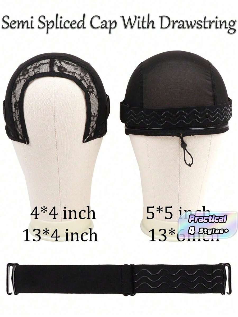 Wig Caps For Making Lace Wig With Drawstring Adjustable Mesh Cap With Adjust Silicone Nonslip Elastic Wig Band Weaving Cap With Drawstring For Making 4X4 5X5 13X4 13X6 Lace Front Wigs