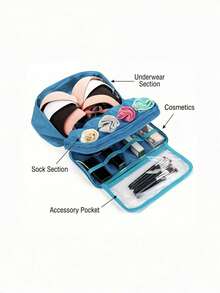 Portable Hanging Travel Underwear Storage Bag, Foldable Zipper Durable Space‑Saving Pouch, Organizer For Bra, Socks & Underwear For Travel & Home Use - Multicolor - View 4