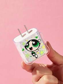 THE POWERPUFF GIRLS X SHEIN Pelindung Kabel Data, Cocok untuk Charger , Set 4 Buah Pelindung Kabel Ponsel, Pelindung Charger (Tidak Termasuk Kabel Data) - Hijau - View 7