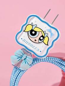 THE POWERPUFF GIRLS X SHEIN Pelindung Kabel Data, Cocok untuk Charger , Set 4 Buah Pelindung Kabel Ponsel, Pelindung Charger (Tidak Termasuk Kabel Data) - Biru - View 8
