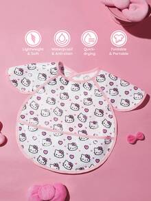 HELLO KITTY AND FRIENDS | SHEIN 6個月-2歲嬰兒防水防油防污背心式防護圍兜 TPU材質可愛卡通貓印花 粉色女款 - 彩色 - 查看 1