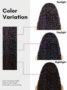 ALL READY WIG 捲髮自然黑 13x4 蕾絲前緣免膠水人髮假髮 18-26 吋 180% 密度 漂白髮結 指捲捲髮 預拔髮際線 透明蕾絲 初學者友善 即戴即走 女款 - SNatural - 查看 11