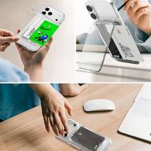 1pc Magnetic Transparent Wallet Card Holder, Compatible With IPhone 16/15 S26 Ultra 24- Phone Case Card Slot Protective Cover - Clear - View 7