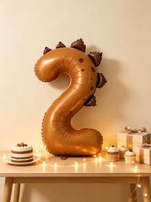 1 Piece Dinosaur-Shaped Foil Balloon, Suitable For Birthday Party Decorations, Dinosaur-Themed Photo Props, And Jungle-Themed Party Decorations. - coffee color - View 4