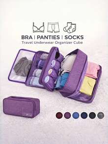 Portable Hanging Travel Underwear Storage Bag, Foldable Zipper Durable Space‑Saving Pouch, Organizer For Bra, Socks & Underwear For Travel & Home Use - Multicolor - View 13