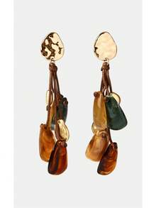 Noxbound Bohemian Style Brown Rope Woven Women's Tassel Earrings - Multicolor - View 1