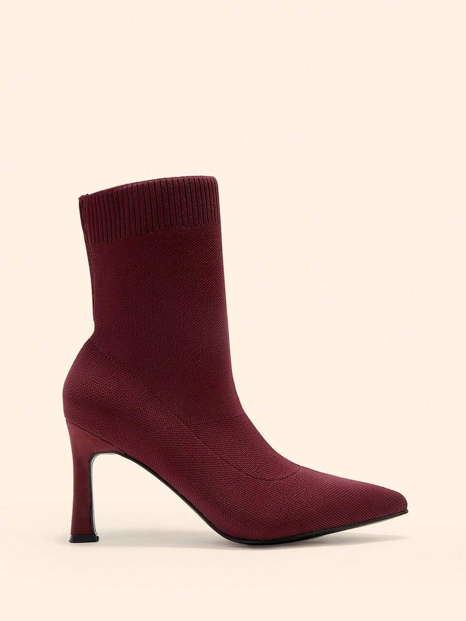 CUCCOO BASICS Women's Pointed Middle Tube Fabric Surface. Cloth Shaped Heel Medium High Heel Elastic Boots. Sexy Versatile Commuter Autumn And Winter Classic Women'
