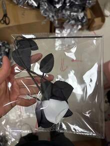 5/12pcs Artificial Black And White Roses Bouquet, Plastic Gothic Fake Flowers For Wedding, Halloween Decor Realistic Rose Stem For Home Office Display Home Decor Room Decor - Multicolor - View 15